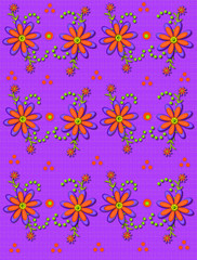 Daisy Garden on Linen Purple