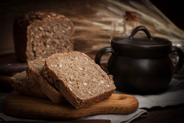 Wholemeal bread with sunflower seeds.