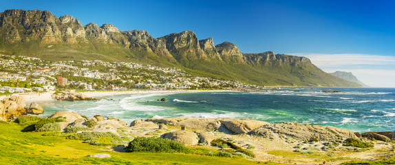 Panorama Of Camps Bay in Cape Town, South Africa