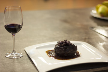 Foies gras on kitchen table.