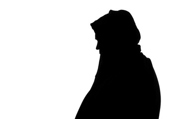 silhouette of a fat man in a sports jacket