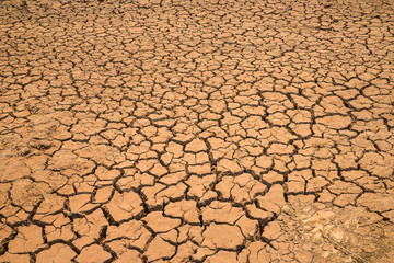 Dry and cracked ground in Tay Nguyen, central highlands of Vietnam