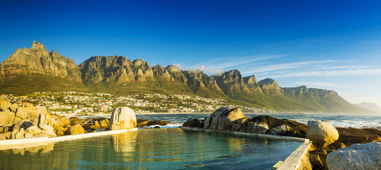 Panorama Of Camps Bay in Cape Town, South Africa