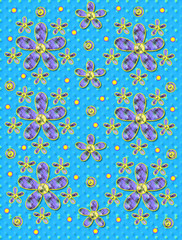 Fabric Flowers Blue Patterned Dots