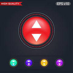 Colored icon or button of arrows symbol with background