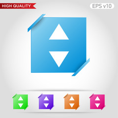 Colored icon or button of arrows symbol with background
