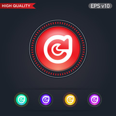 Fototapeta premium Colored icon or button of refresh symbol with background