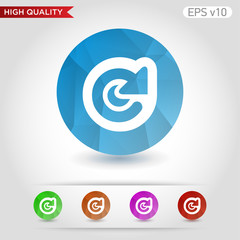 Colored icon or button of refresh symbol with background