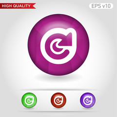 Colored icon or button of refresh symbol with background