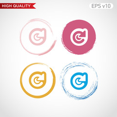 Colored icon or button of refresh symbol with background