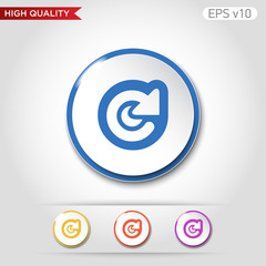 Colored icon or button of refresh symbol with background