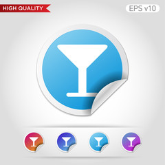 Colored icon or button of alcohol glass symbol with background