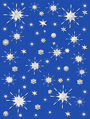 Flakes of Snow on Blue