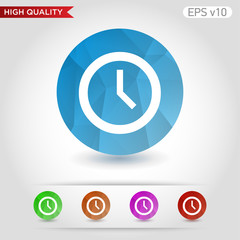 Colored icon or button of clock symbol with background