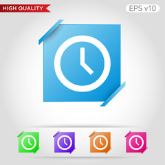 Colored icon or button of clock symbol with background
