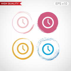 Colored icon or button of clock symbol with background