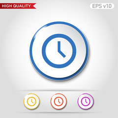 Colored icon or button of clock symbol with background
