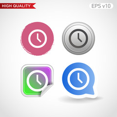 Colored icon or button of clock symbol with background