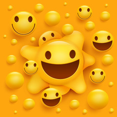 Yellow smiley face character. Molecular structure
