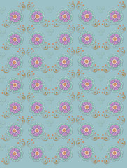Muted country petals on aqua blue