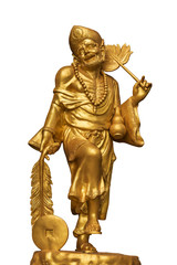 vintage ancient golden god of fortune statue.god of chinease people.