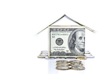 Dollar houses isolated over white 