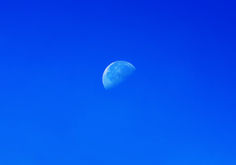 half white moon on blue sky day