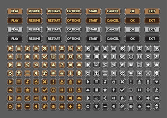 Cartoony castle buttons for creating video games set 4