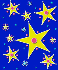 Fototapeta premium Stars and planets on dark blue