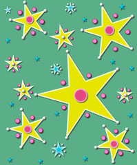 Stars and Plants on Green