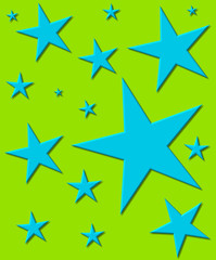 Big and small stars on green