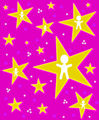 Angels on Stars on Pink