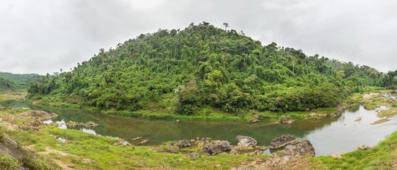 Central highlands ( Tay Nguyen) scene with hill surrounded by river