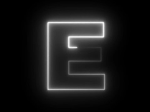 Alphabet letter E - animated light outline on black background