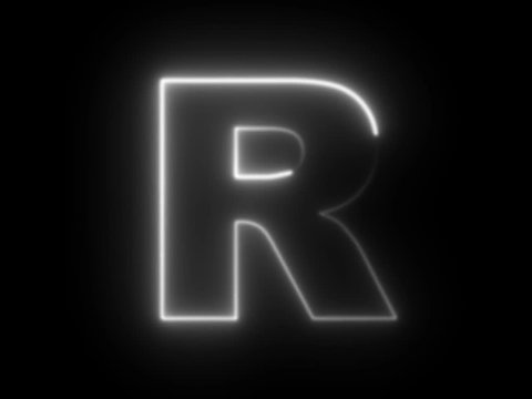 Alphabet letter R - animated light outline on black background