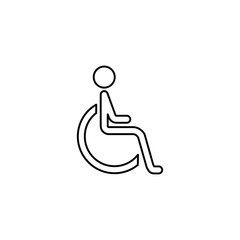 Handicapped and invalid line icon,  Human on wheelchair and disabled sign, vector graphics, a linear pattern on a white background, eps 10.