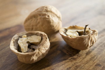 walnuts cut half with shell