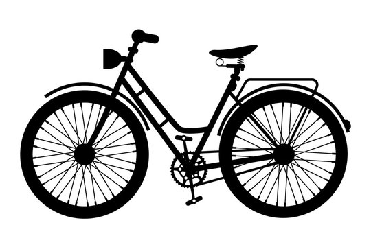 Bike Icon. Black Bicycle Symbol Silhouette Isolated on White Background.