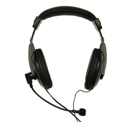 Headphones with a microphone isolated on white background