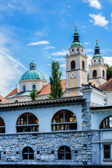 Fototapeta premium St Nicholas Cathedral (Cerkev sv Nikolaja). Ljubljana, Slovenia.
