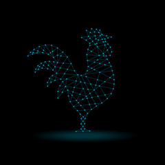 Rooster. Abstract rooster. Vector illustration on a black background.