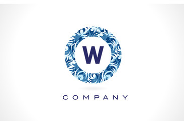 Letter W Blue Pattern Logo Design.