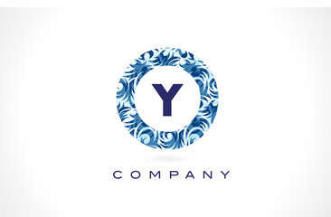 Letter Y Blue Pattern Logo Design.