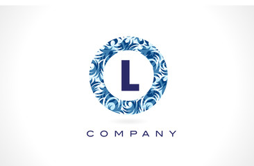 Letter L Blue Pattern Logo Design.