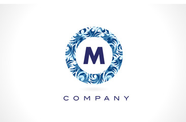 Letter M Blue Pattern Logo Design.