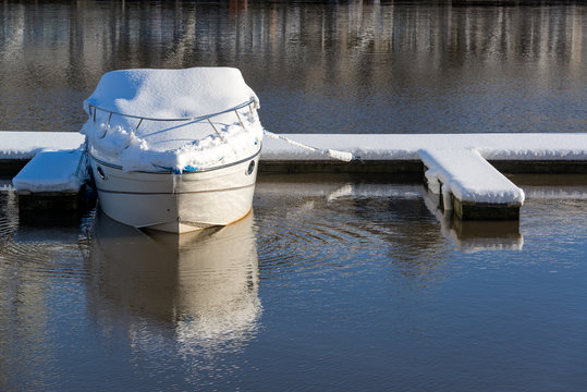 Boat Covered in Snow