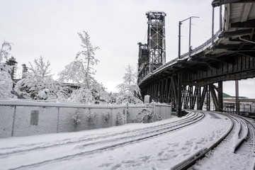 Fototapeta na wymiar Train Tracks and Snow