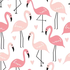 Behang Flamingo naadloze flamingo patroon vectorillustratie