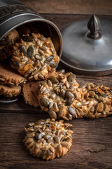 Cookies with pumpkin seeds.