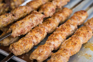 Barbecued meat skewers